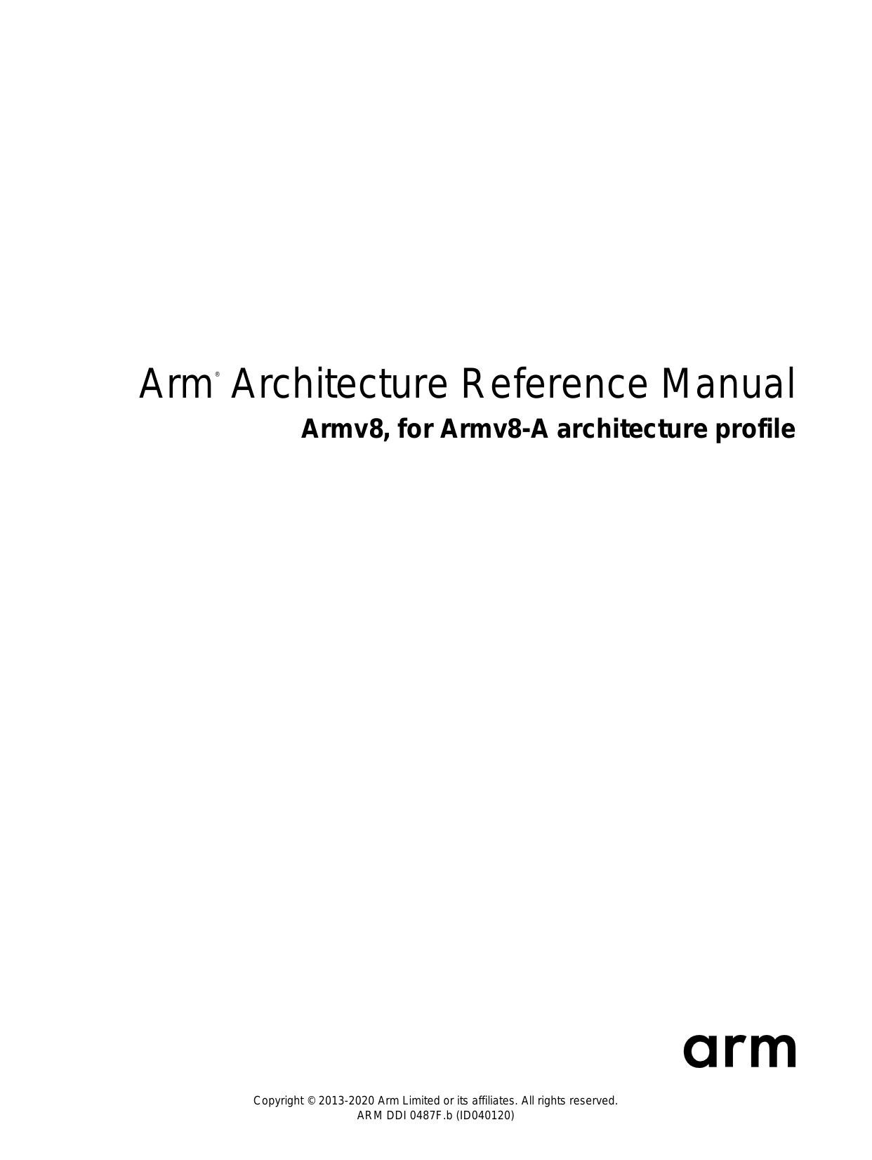 Arm Architecture Reference Manual Armv8, for Armv8-A architecture profile